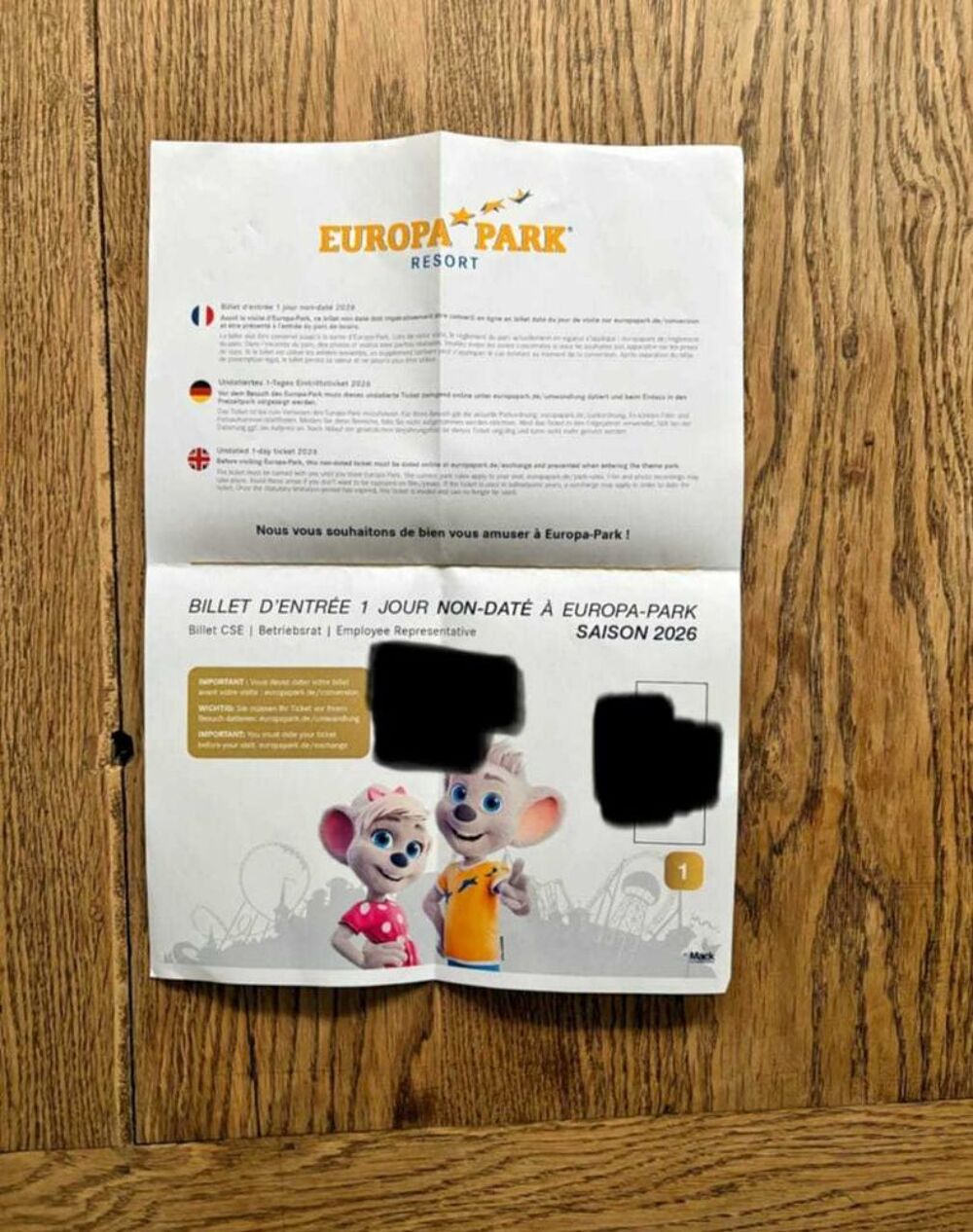 Europa park 5 Billetterie