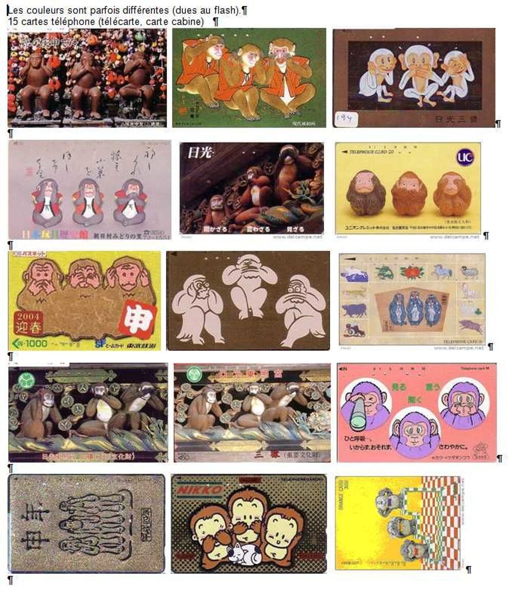 15 Cartes t&eacute;l&eacute;phone 