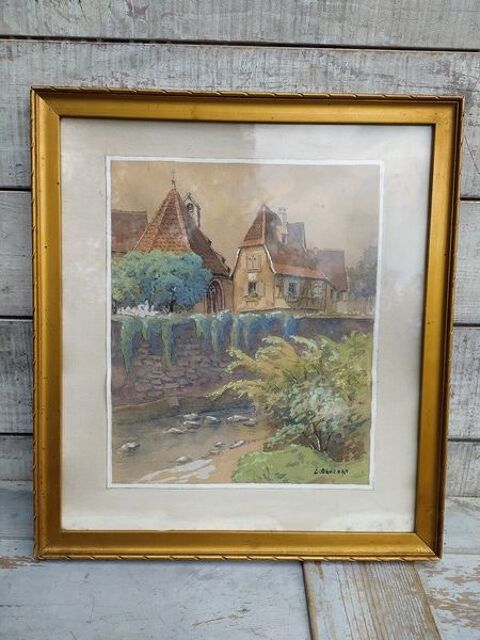 Tableau Paysage Alsace Kaysersberg Signé Emile Obrecht 
140 Loches (37)