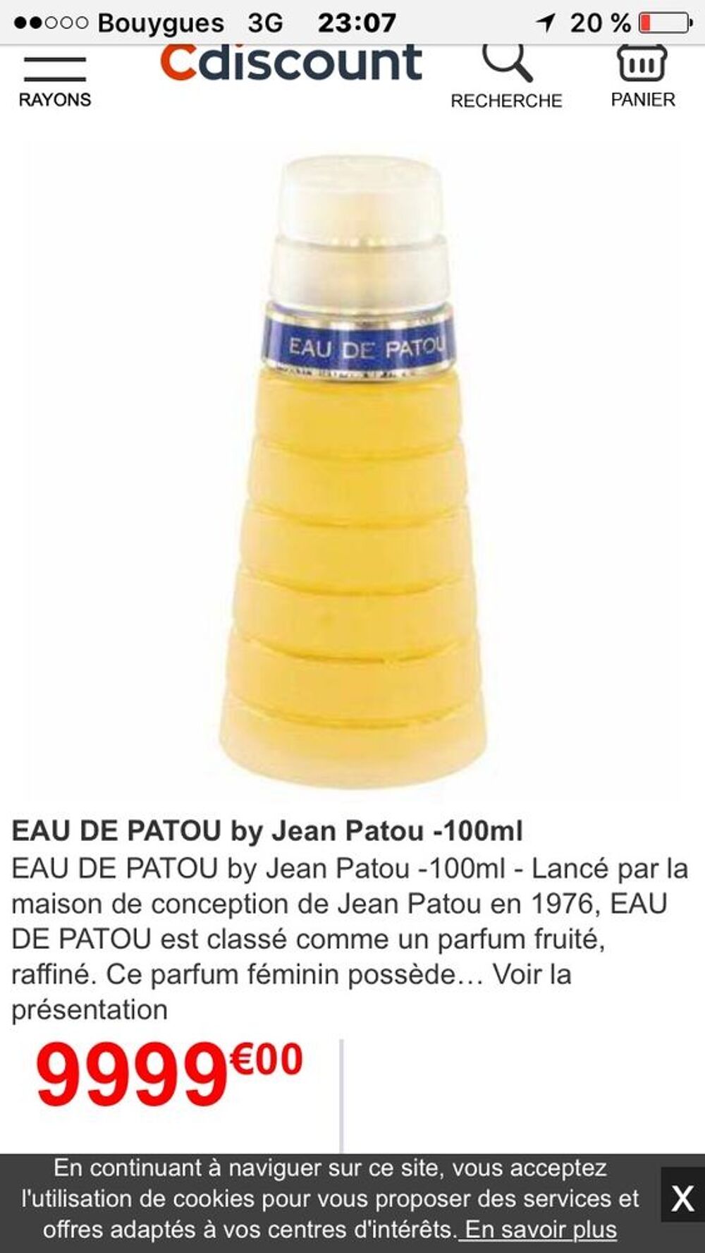 Parfum Eau de Patou introuvable 