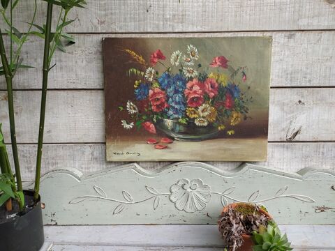 Tableau Bouquet de fleurs Printani�res Sign� Louis Andrey 80 Loches (37)