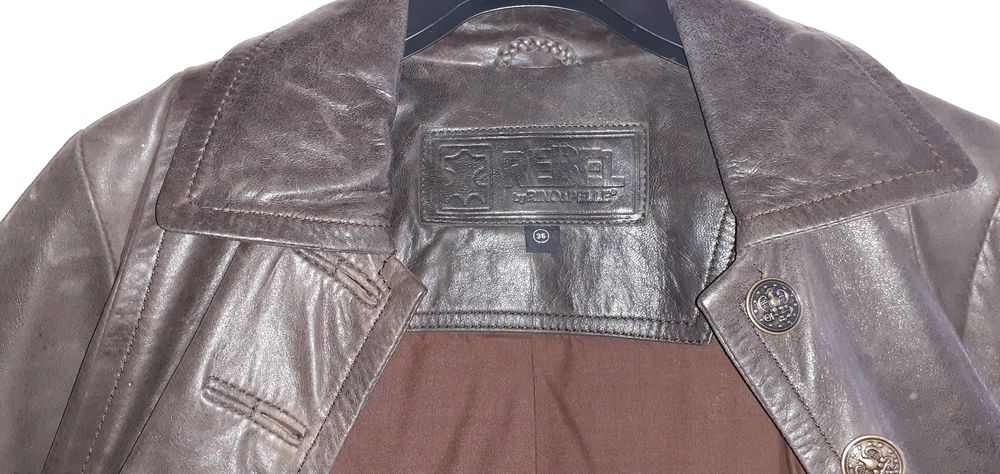 Manteau cuir Marron fonc&eacute; T36 Vêtements