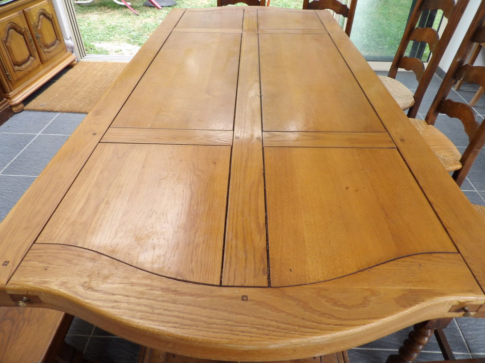 TABLE MONASTERE en CHENE MASSIF de 212 x 95 cm plateau 6 cm Meubles
