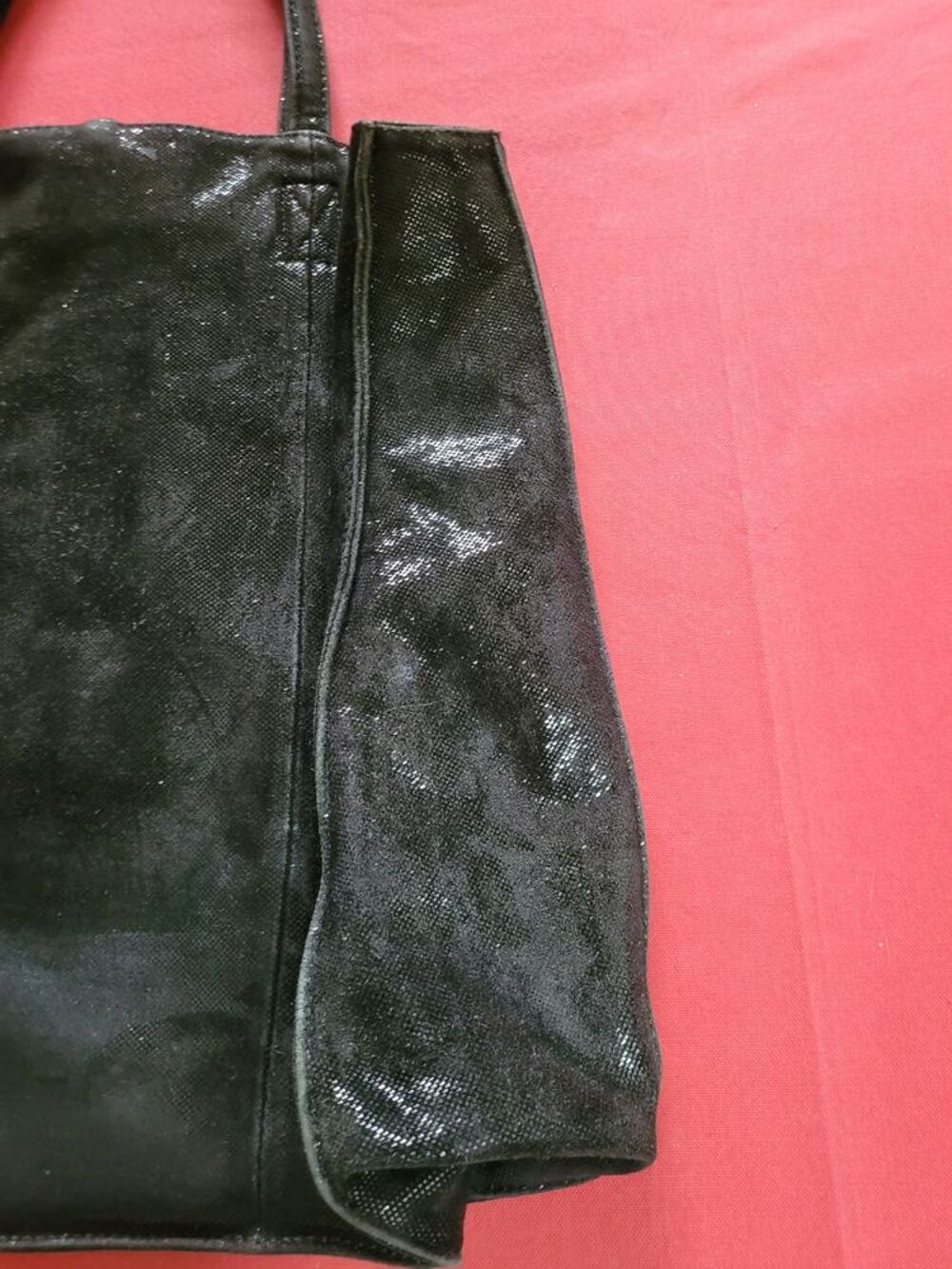 Grand Sac Cabas XL100% cuir,Noir paillet&eacute;, PETITE MENDIGOTE Maroquinerie