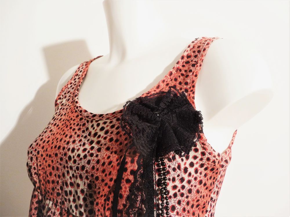 Robe/ Tunique "Panth&egrave;re" Rouge Beige Noir- A Part Ca Vêtements