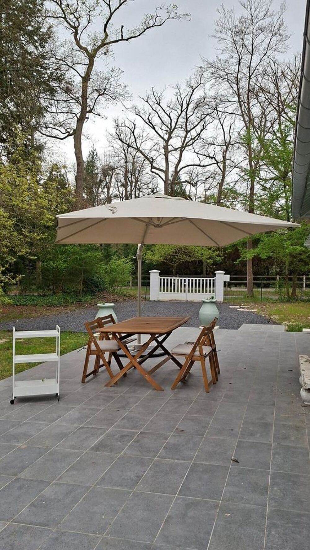 Table et chaises de jardin avec coussins. Jardin