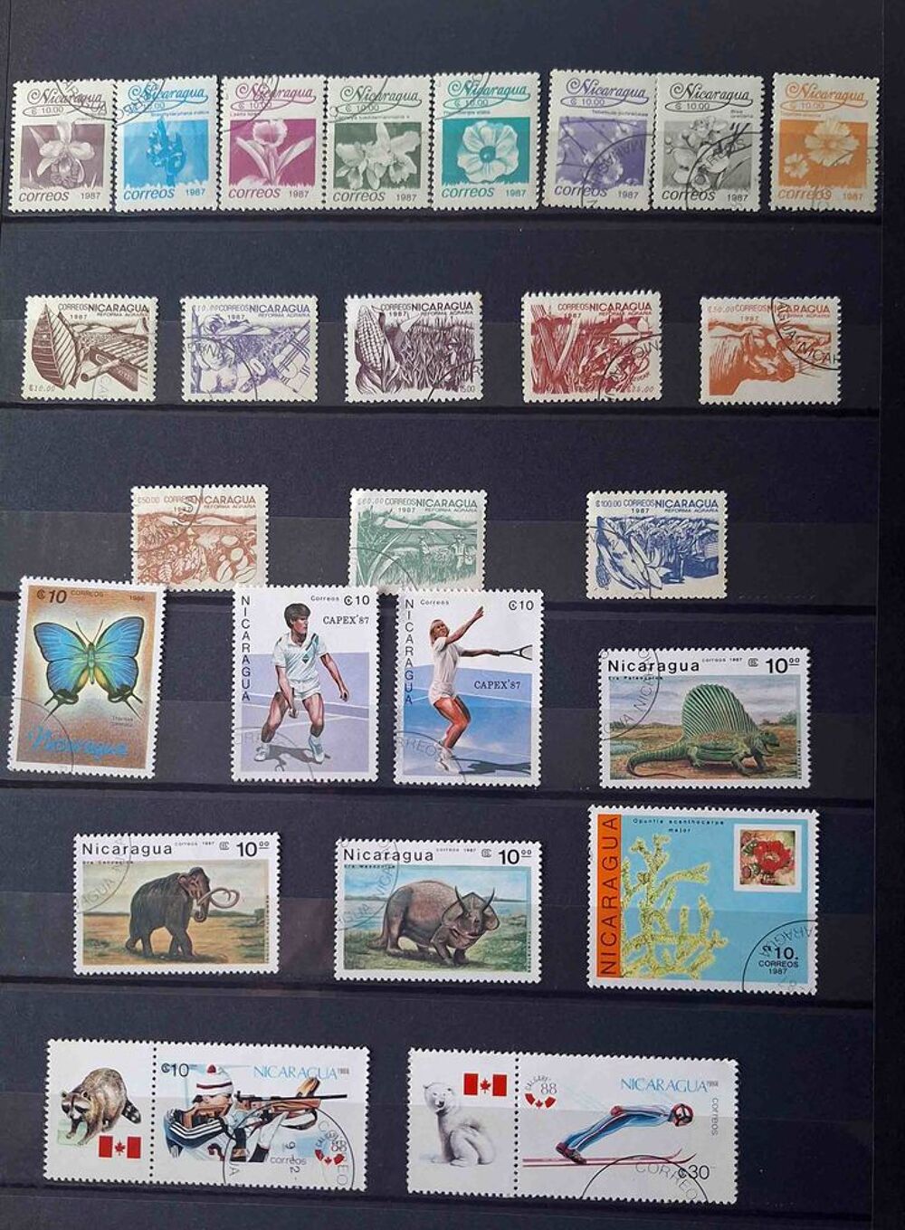 S&eacute;rie de timbres de collection du Nicaraga (bis) 