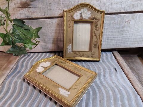 Anciens Cadres Photos Laiton Motif Roses Tissus Gaufr� 90 Loches (37)