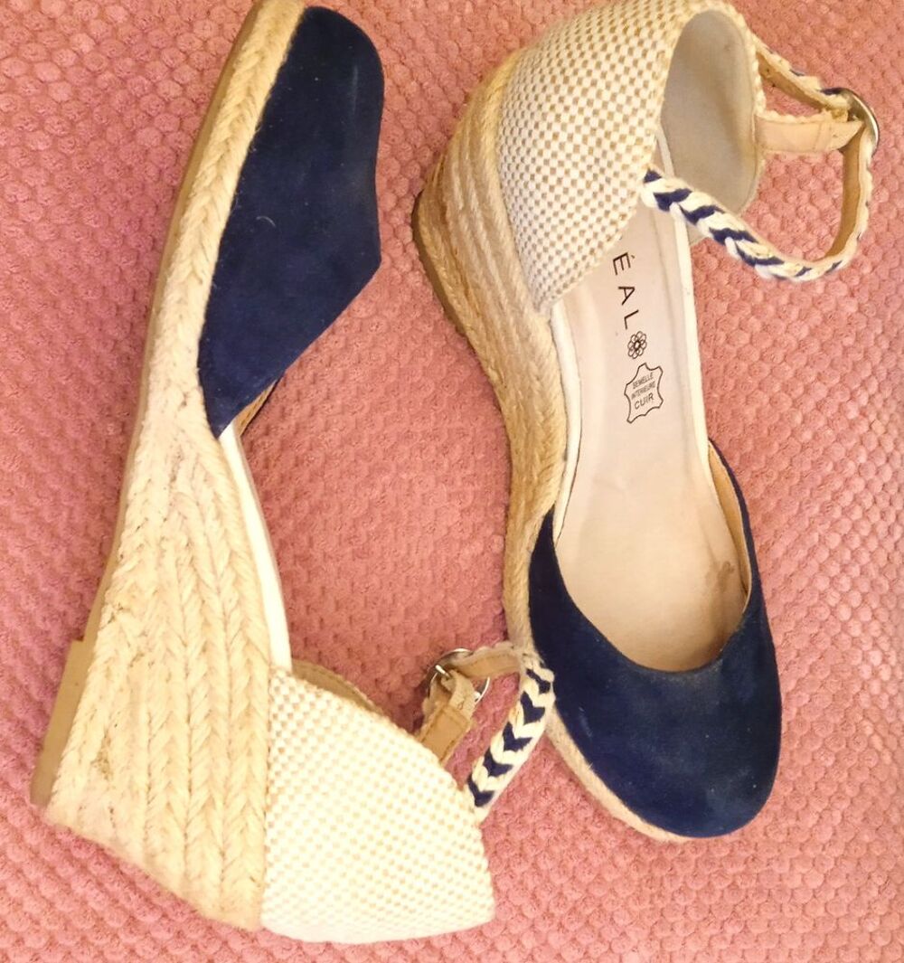 Sandales d'&eacute;t&eacute; compens&eacute;es en corde P 37 Chaussures