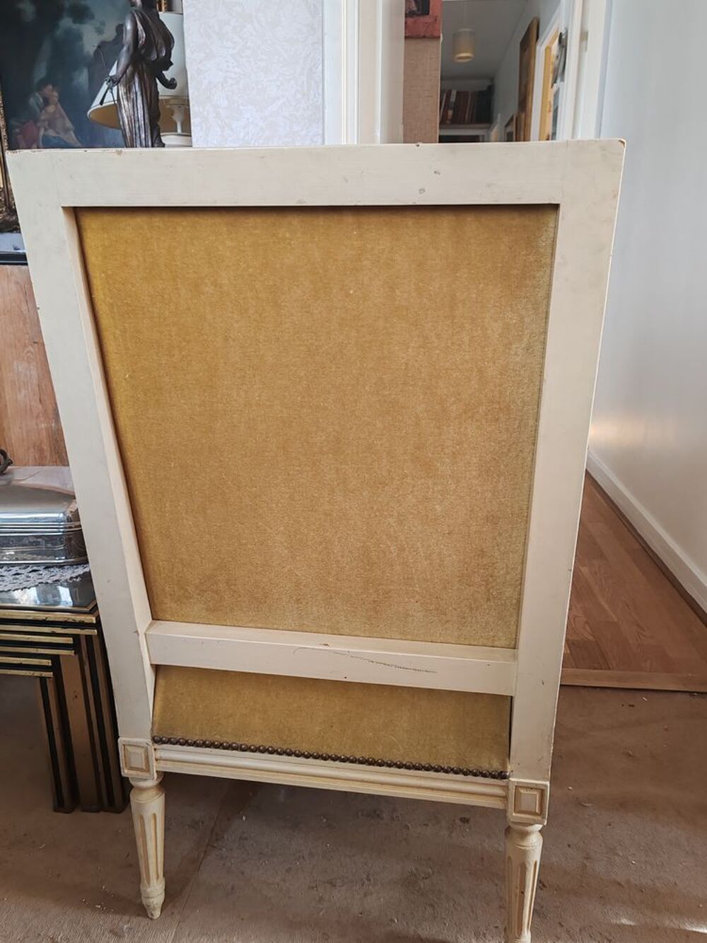 2 fauteuils style Louis XVI - velours jaune Décoration