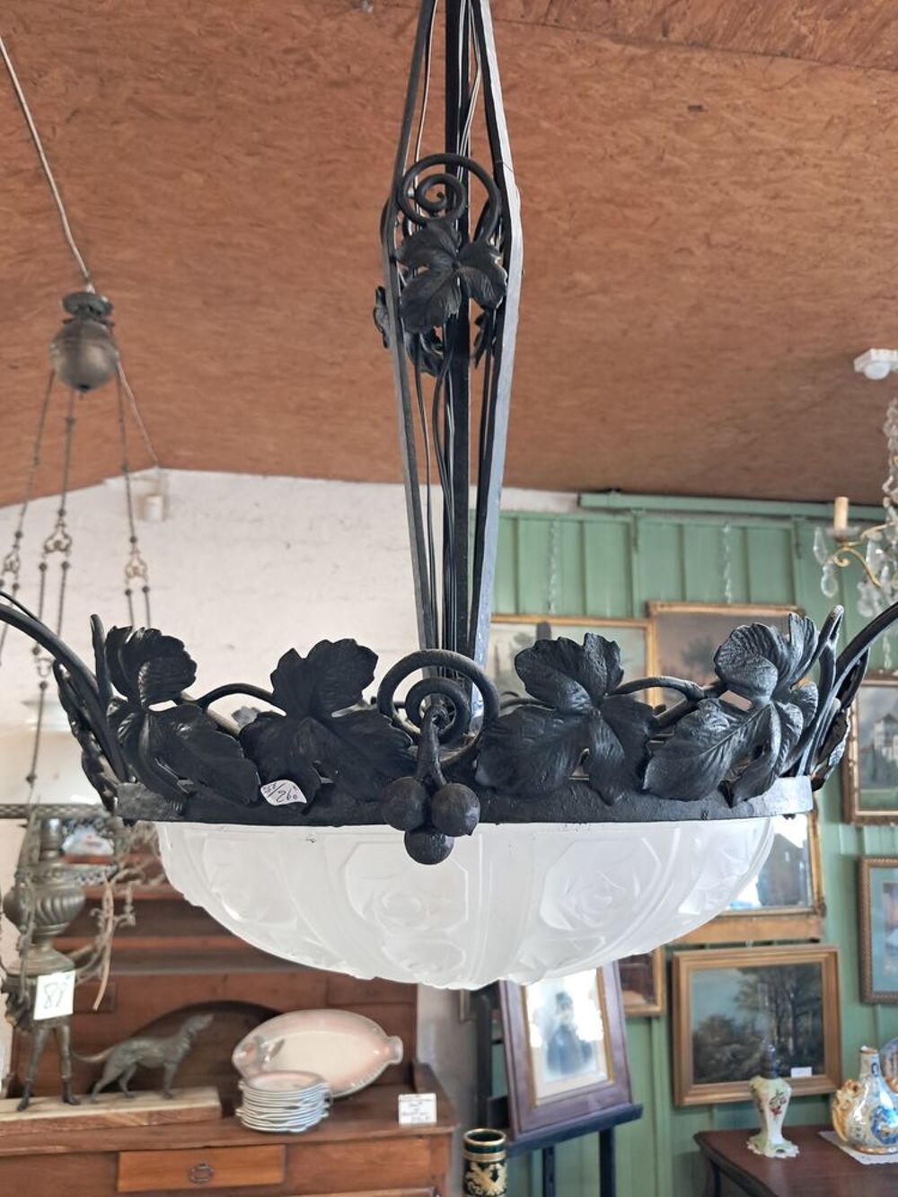 Lustre en fer forg&eacute; ancien, art d&eacute;co Dcoration