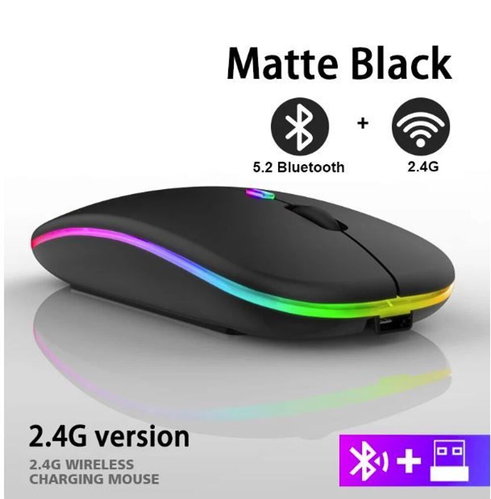 Souris sans fil rechargeable Bluetooth 5.2 r&eacute;tro&eacute;clair&eacute;e Matériel informatique