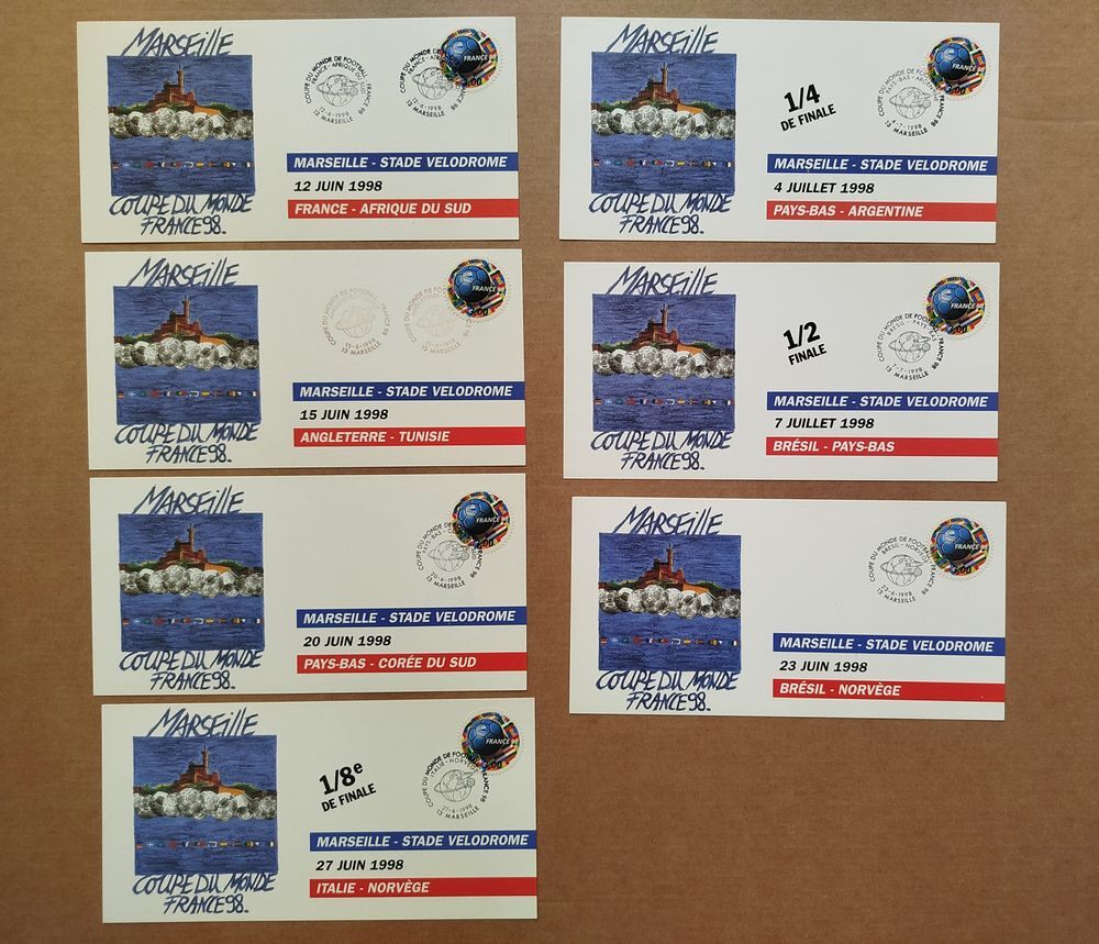 CARTES TIMBRE COUPE DU MONDE DE FOOTBALL 1998 