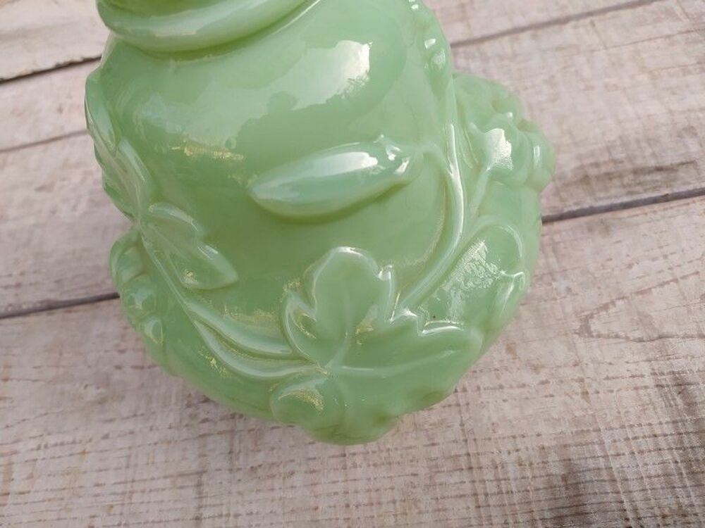 Grand Vase Verre Opaline Verte Saint Louis D&eacute;cor Fleurs Décoration