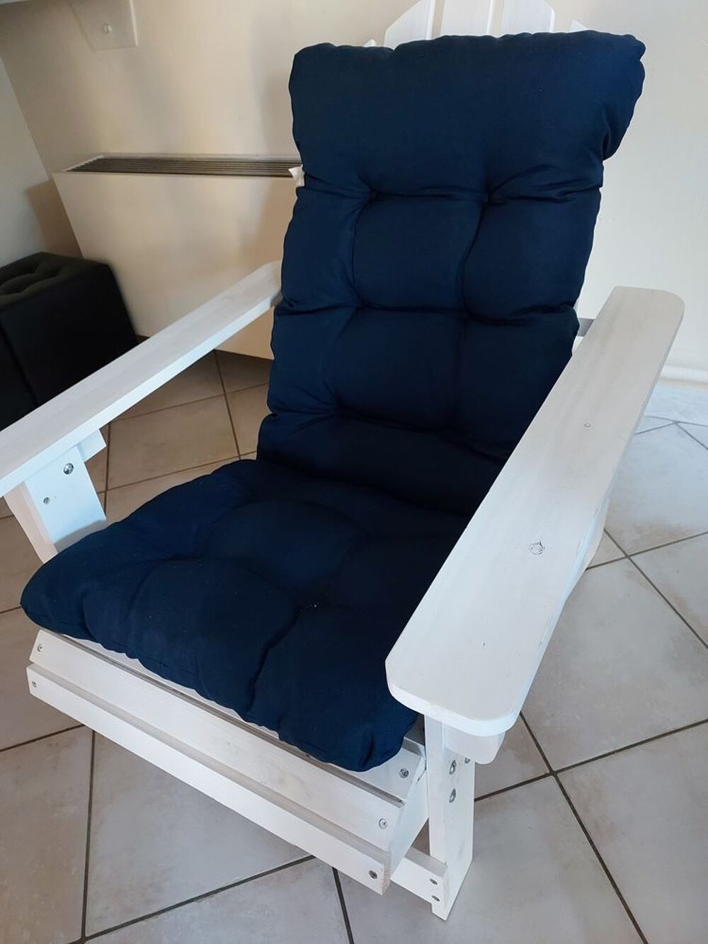 Fauteuil arondak en bois, c&eacute;rus&eacute; blanc Jardin