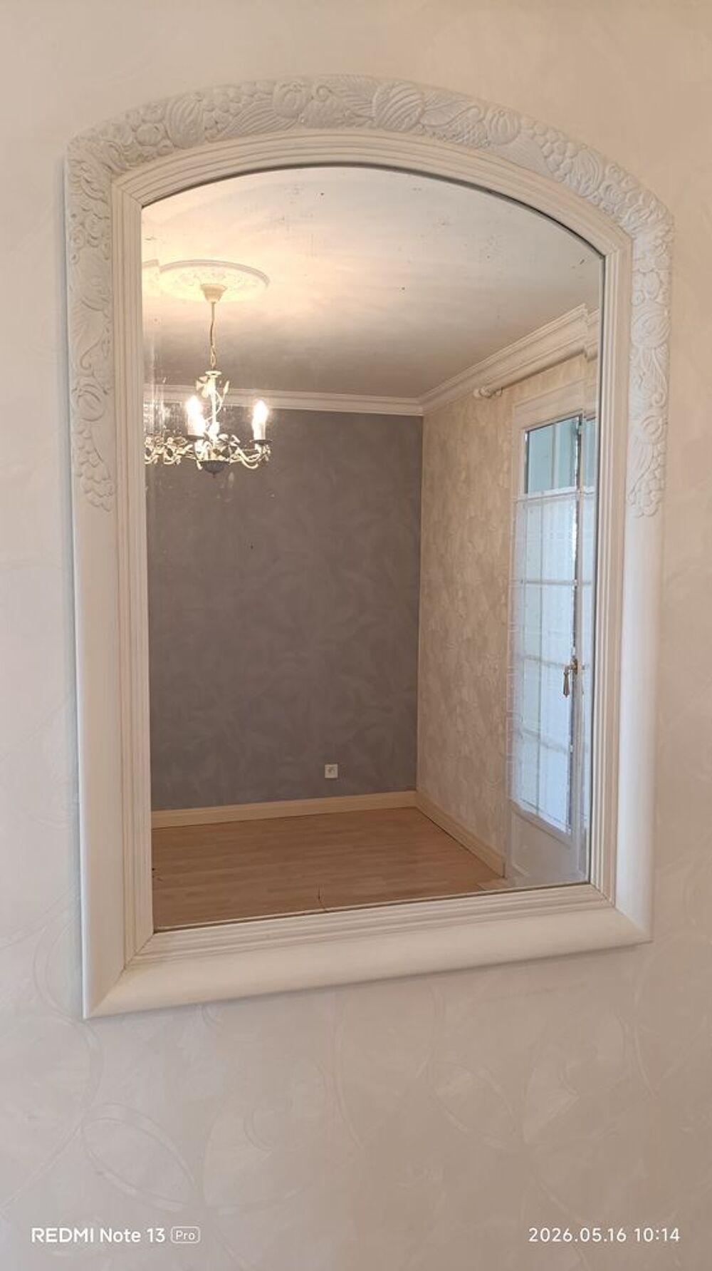 Grand miroir mural style Boh&egrave;me Blanc Décoration