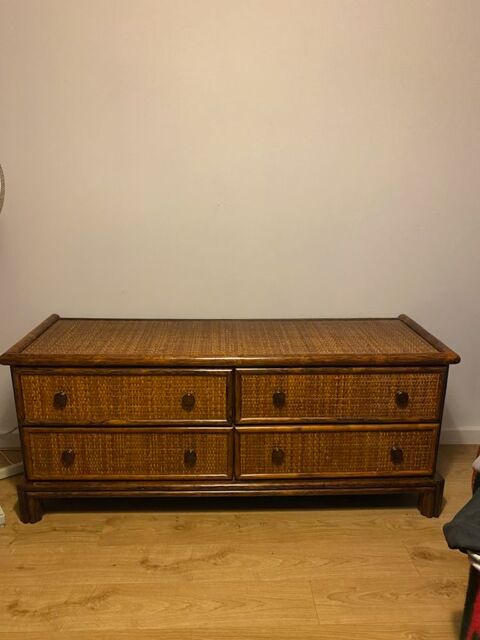 Trs belle commode 4 tiroirs osier / rotin 140 Anglet (64)