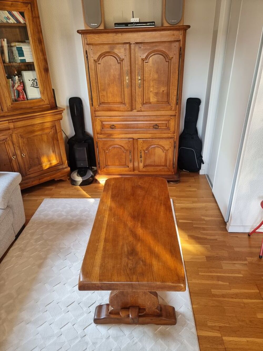ensemble meuble TV + Table de s&eacute;jour 100% ch&ecirc;ne massif Meubles