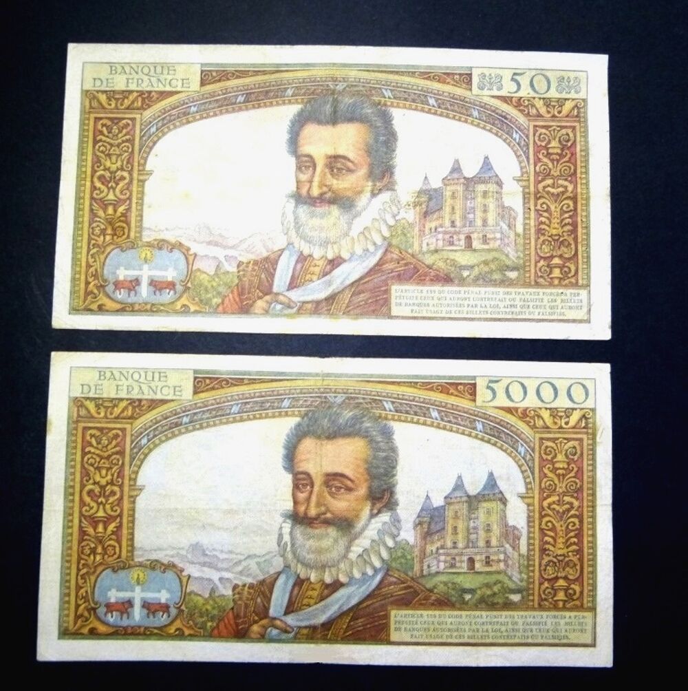  F 58 F 49 LOT 2 BILLETS HENRI IV ETAT SPL
