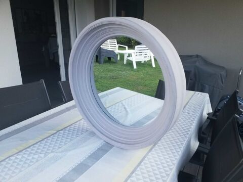 Miroir rond en bois couleur gris 30 Biscarrosse (40)
