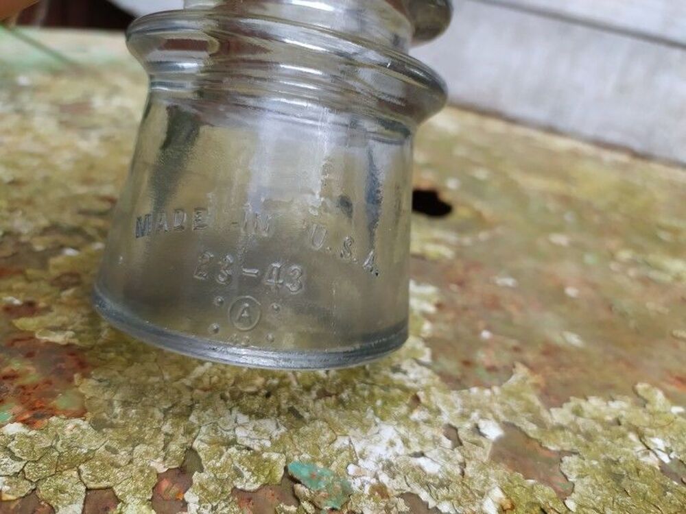 Ancien T&ecirc;te Isolateur &Eacute;lectrique Verre Whitall Tatum N&deg;2 USA 