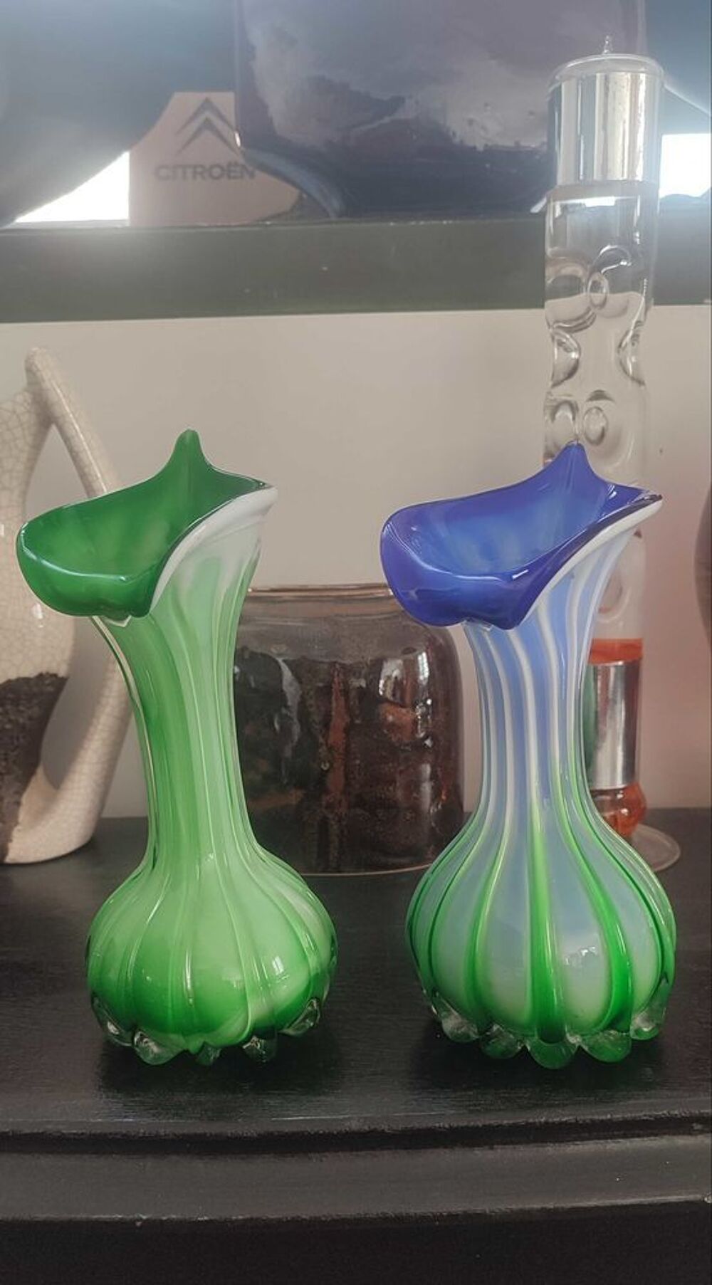 Paire de vases Murano Jack in the Pulpit verre souffl&eacute; 1970 