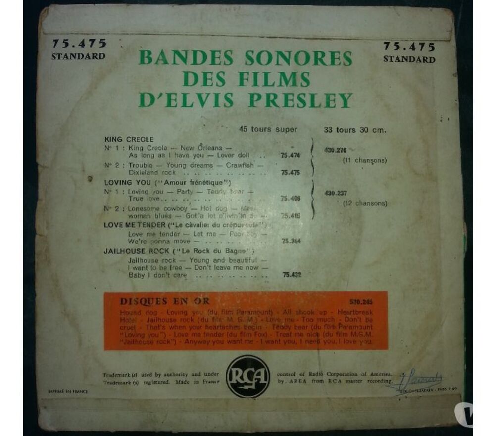 elvis presley disque 