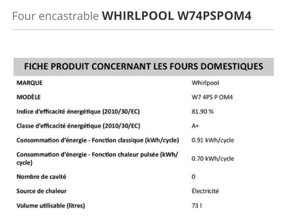 four whirpool Electroménager