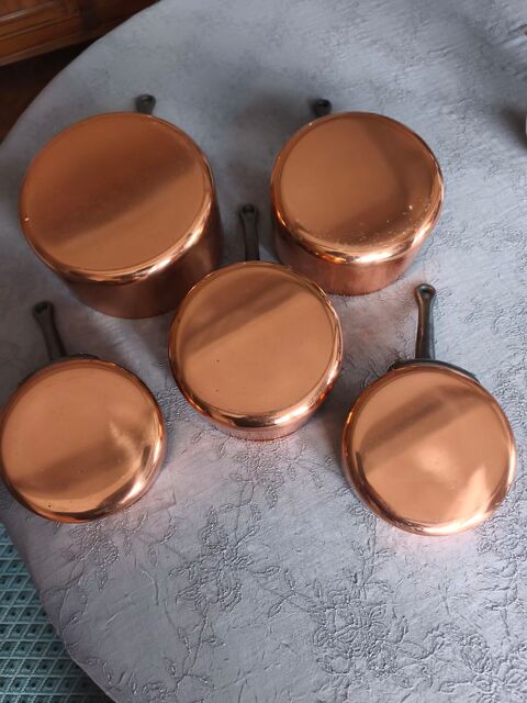 S�rie de casseroles en cuivre alimentaire 90 Vignacourt (80)