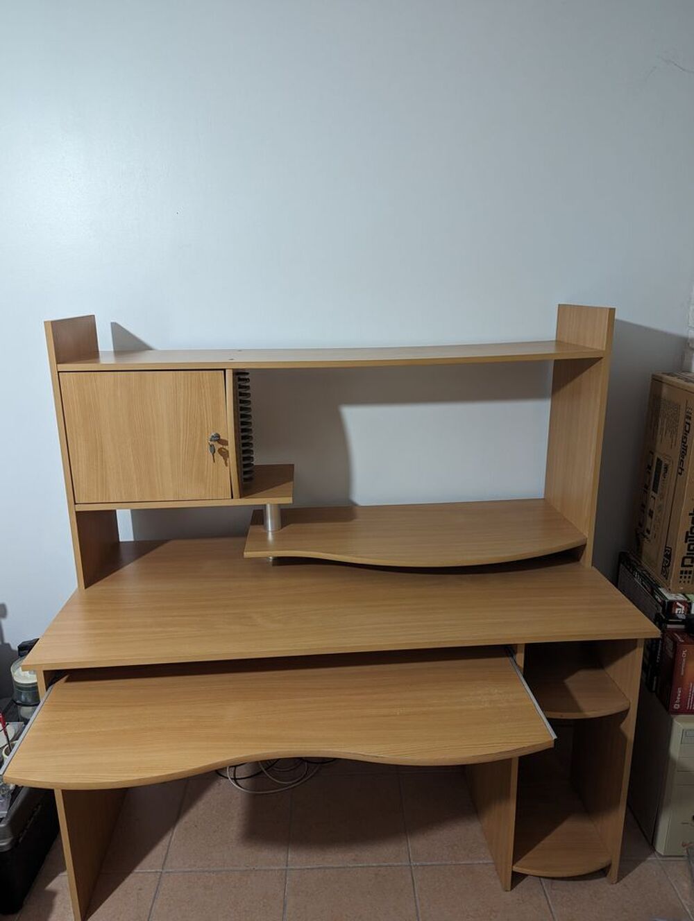 Grand Bureau Ordinateur : &eacute;tag&egrave;re + placard + tablette Meubles
