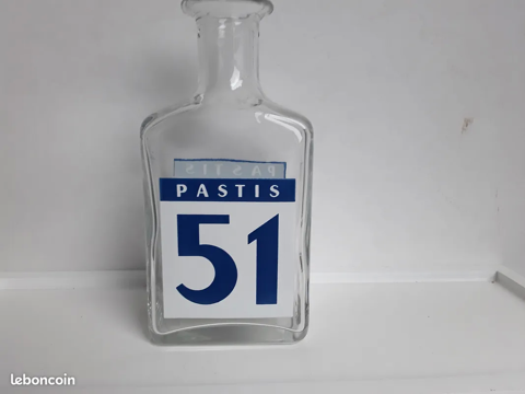 Ancien carafe publicitaire en verre pastis 51 15 Gometz-la-Ville (91)