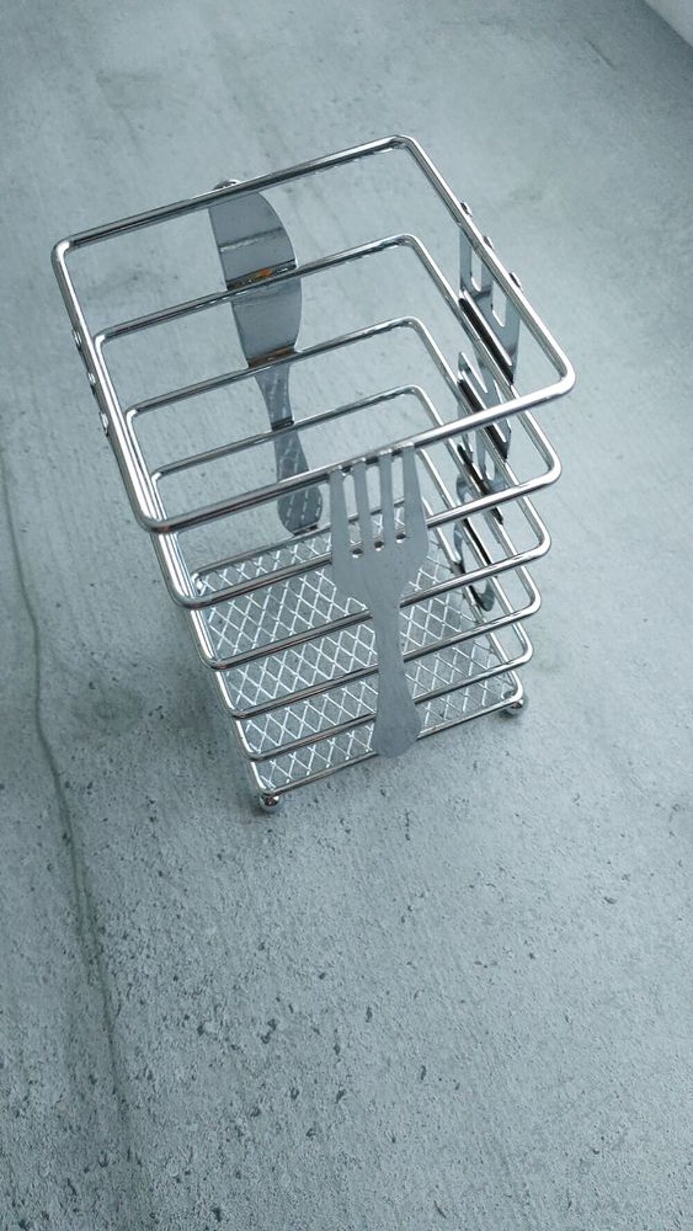 Porte-Ustensiles de Cuisine Design en M&eacute;tal Argent&eacute; Décoration