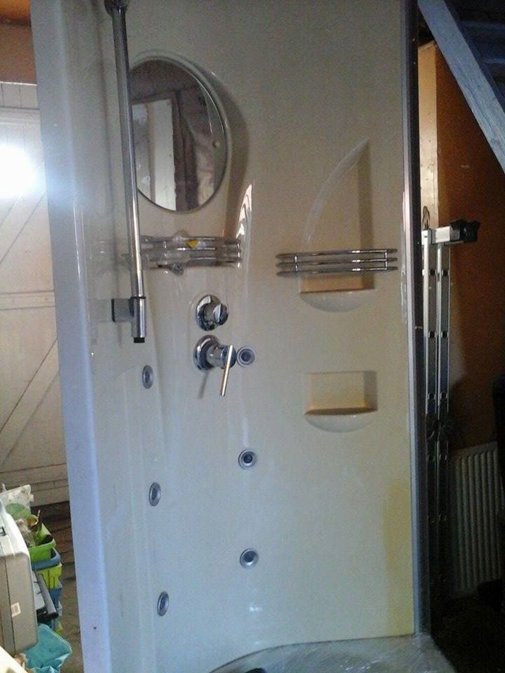 baignoire Hydro avec paroi douche et si&egrave;ge amovible Meubles