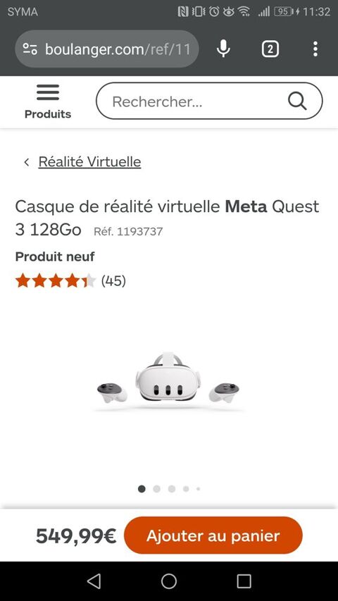 Casque Virtuel Meta Quest 3 128Go  489 Antibes (06)