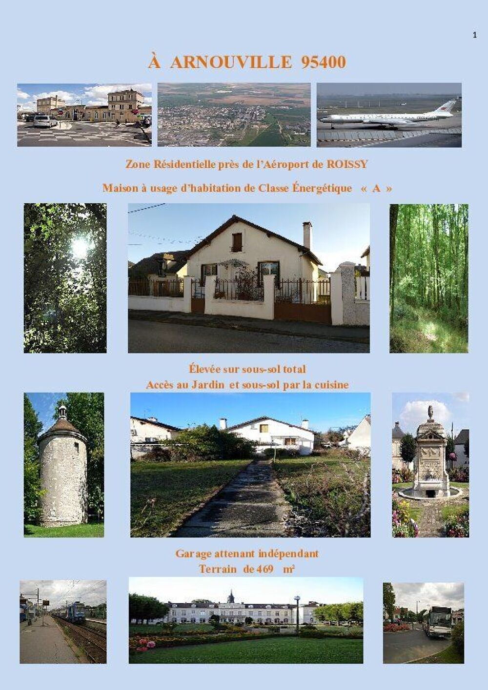 Vente Maison PAVILLON PRES AÉROPORT DE ROISSY ZONE RÉSIDENTIELLE Arnouville-lès-gonesse