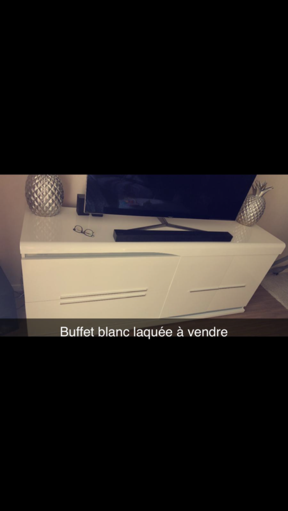 Meuble tv et son buffet blanc laqu&eacute; Meubles