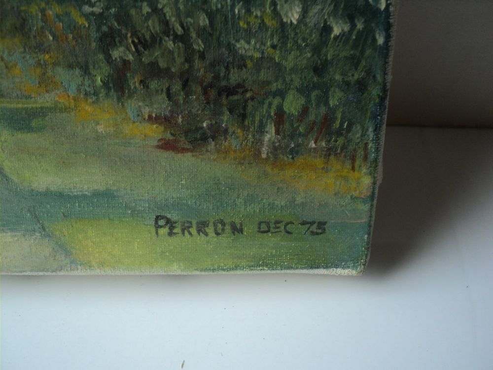 Petit Tableau Paysage Campagne Sign&eacute; Perron.
Décoration