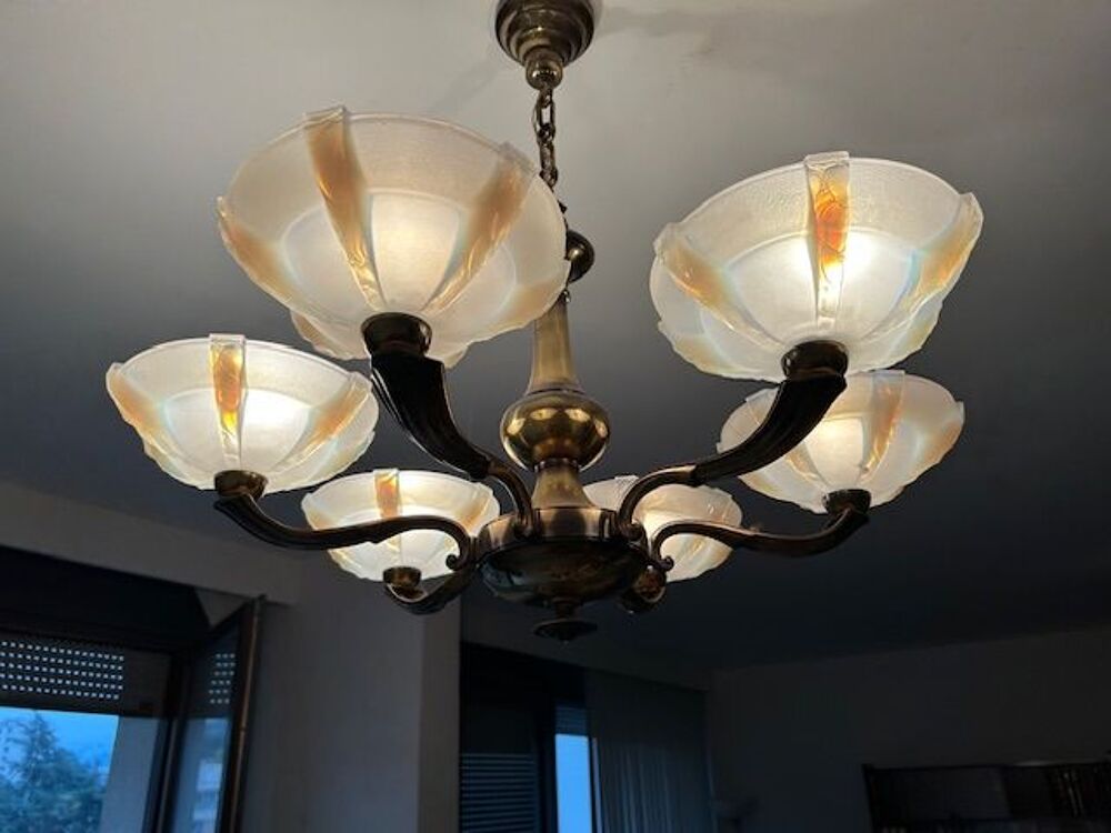 Lustre Vintage en BRONZE 1920 Authentique TBE g&eacute;n&eacute;ral 