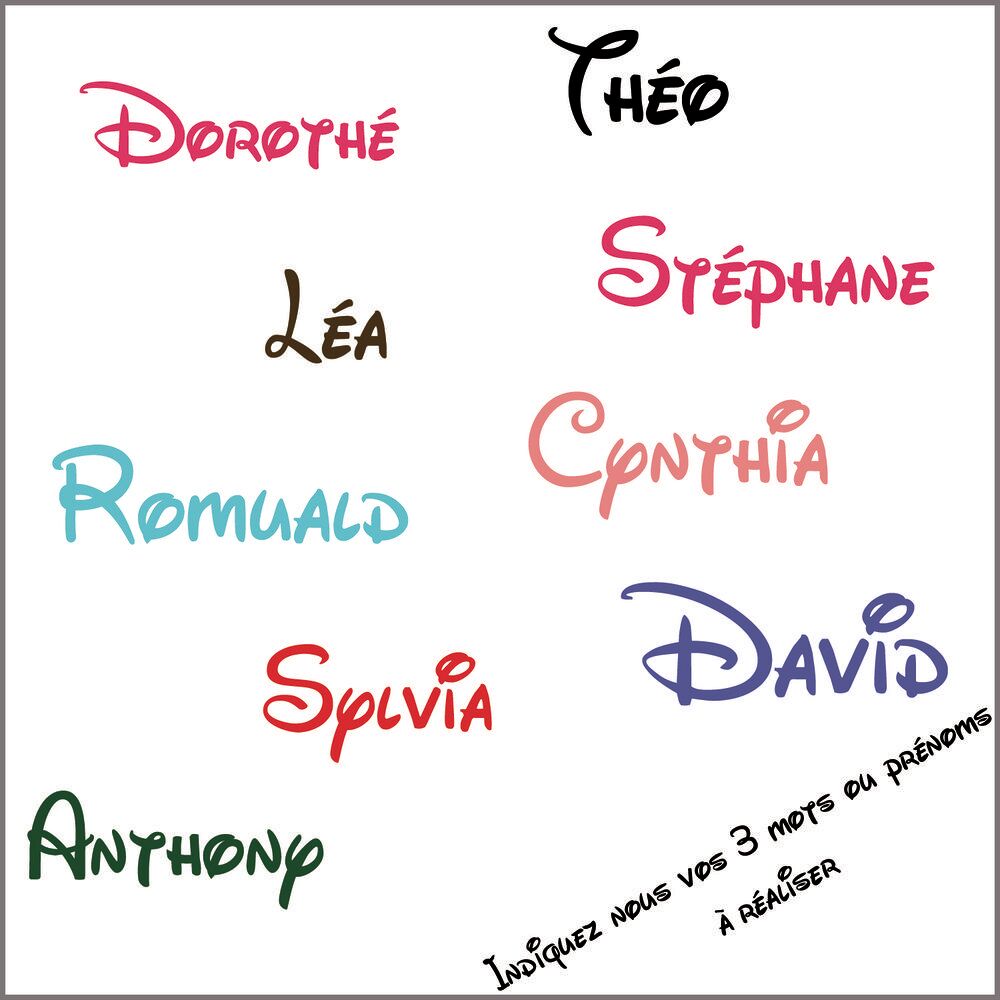 Stickers Personnalis&eacute;s Vos Pr&eacute;noms &eacute;criture Disney neuf Décoration