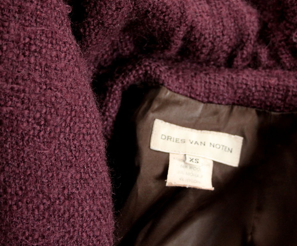 Manteau mohair et laine prune DRIES VAN NOTEN T.S. Vêtements