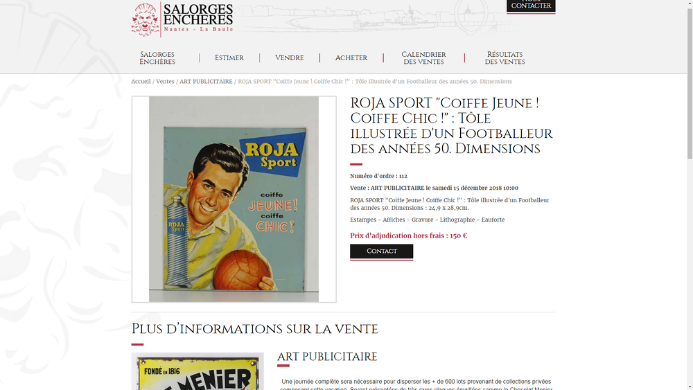 Ancienne Plaque T&ocirc;le Publicitaire Roja Sport Vintage 