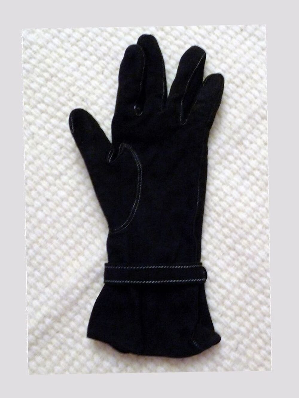 Gants en Daim Noir avec son Lien &agrave; Scratch autour du poignet Vêtements