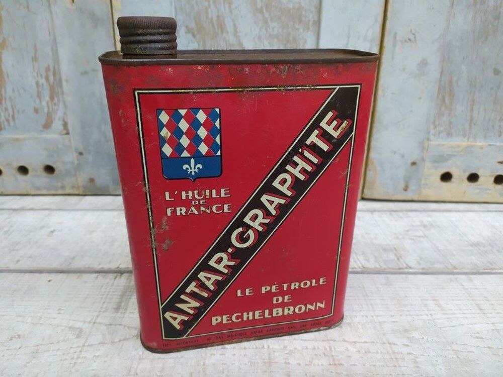 Ancien Bidon Huile ANTAR Graphite Pechelbronn 2L
