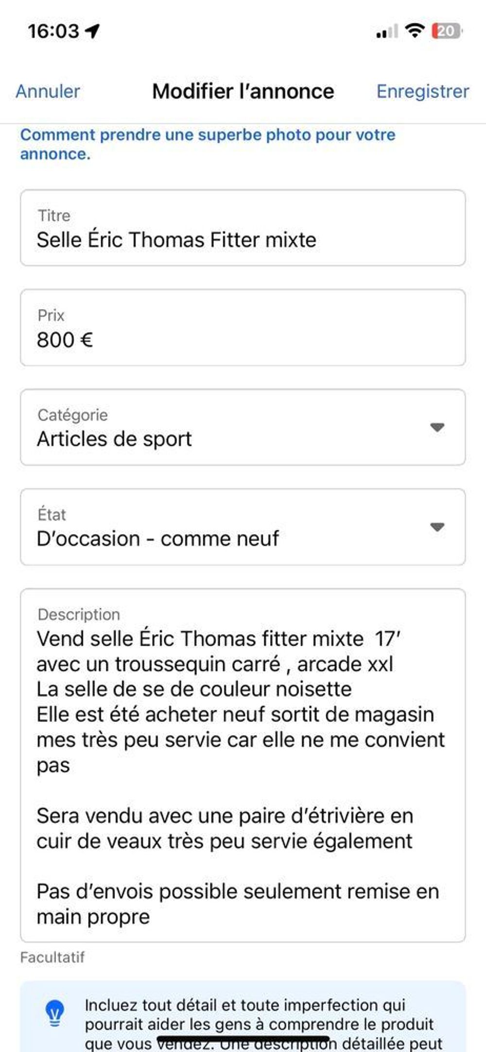 Selle &agrave;‰ric Thomas Sports