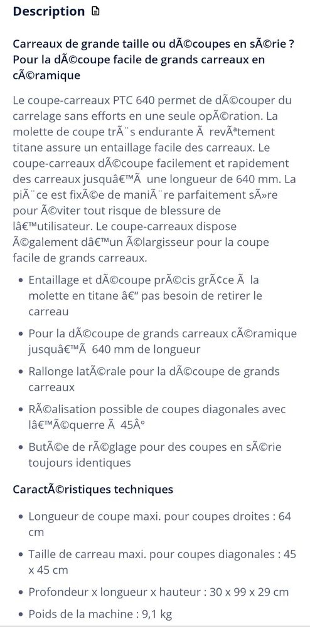Coupe carreaux Bosch Bricolage