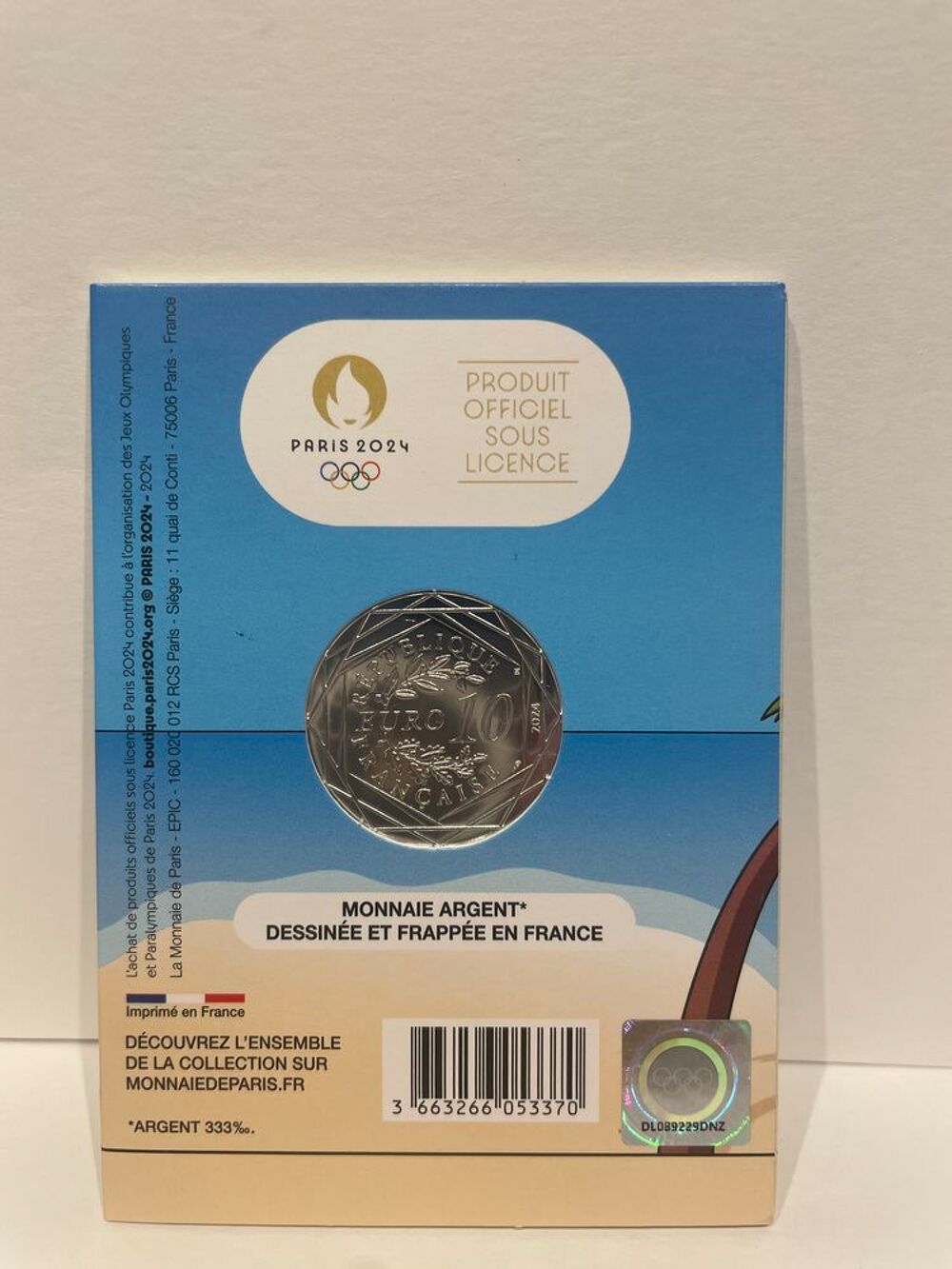 FRANCE COLLECTION JO 2024 10 EUROS ARGENT 2024 Tahiti 7/18 