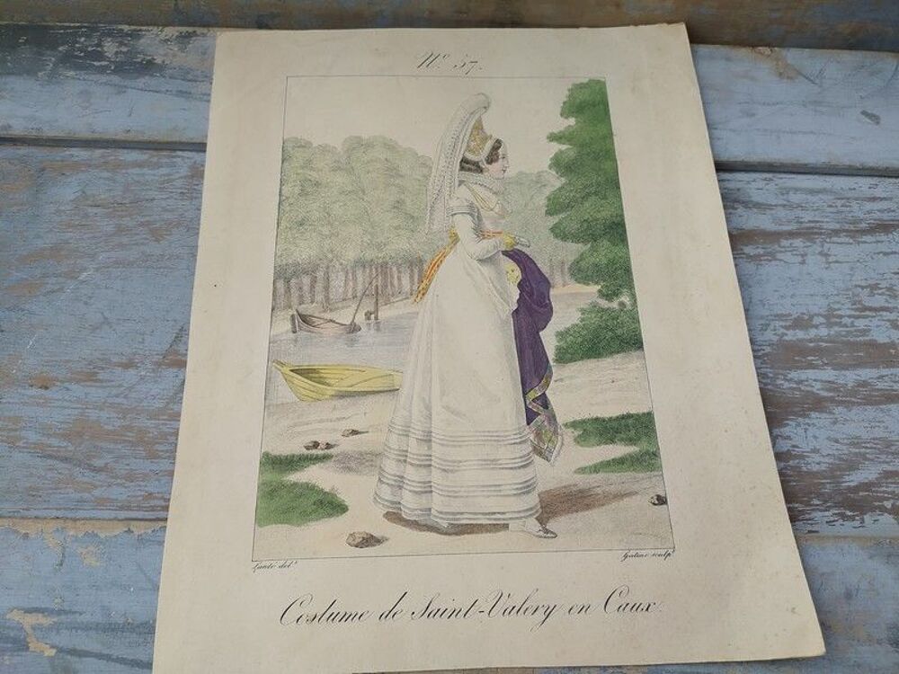 5 Gravures Anciennes Costumes Saint Valery en Caux Normandie 