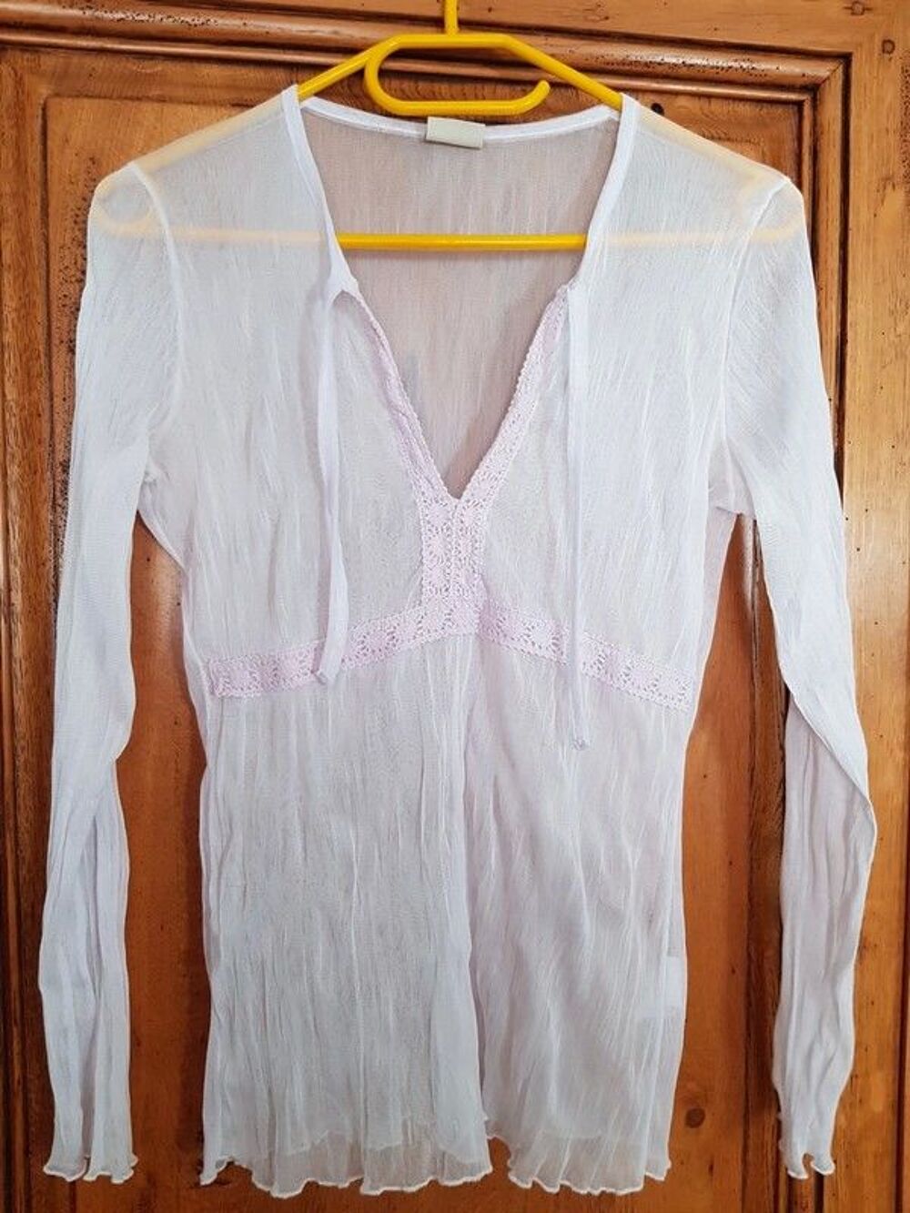 blouse en voile blanc blouse en voile blanc dedentelle rose Vêtements