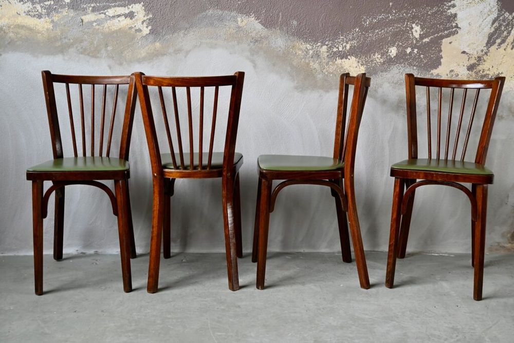 Lot de 4 chaises anciennes bistrot BAUMANN vintage Meubles