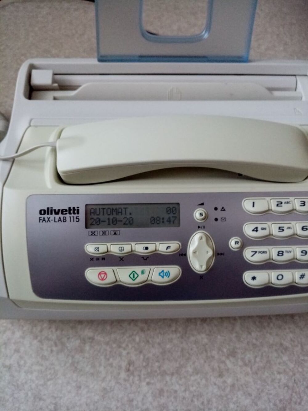 T&eacute;l&eacute;copieur fax Olivetti
Toutes les fonctions n&eacute;cessaires.
L'appareil n'a jamais &eacute;t&eacute; install&eacute;
Mais fonctionne parfaitement. Téléphones et tablettes